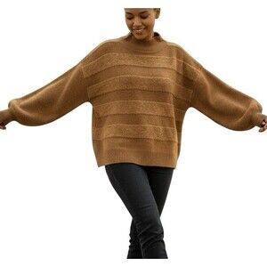 MONOGRAPH Oversized Mock Neck Sweater Gold Boxy Full Sleeves